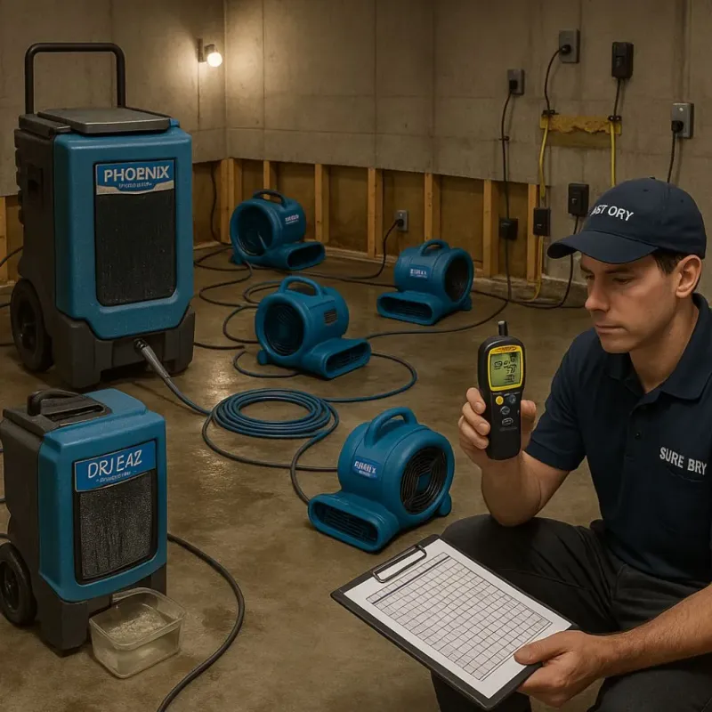 Structural Drying and Dehumidification process in Warsaw, NY